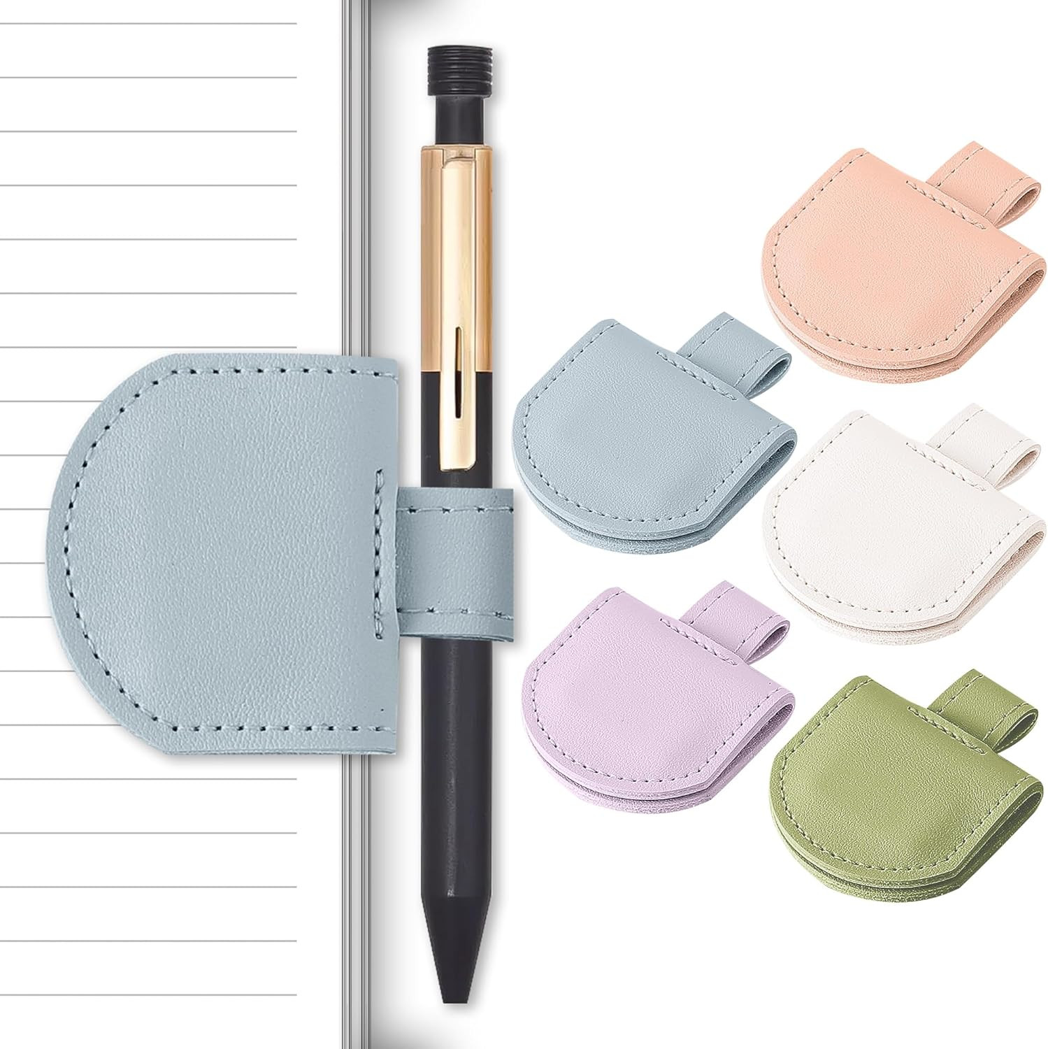 Magnetic Pen Holder for Notebook - 5 Pcs Leather Magnetic Bookmarks Holder for R