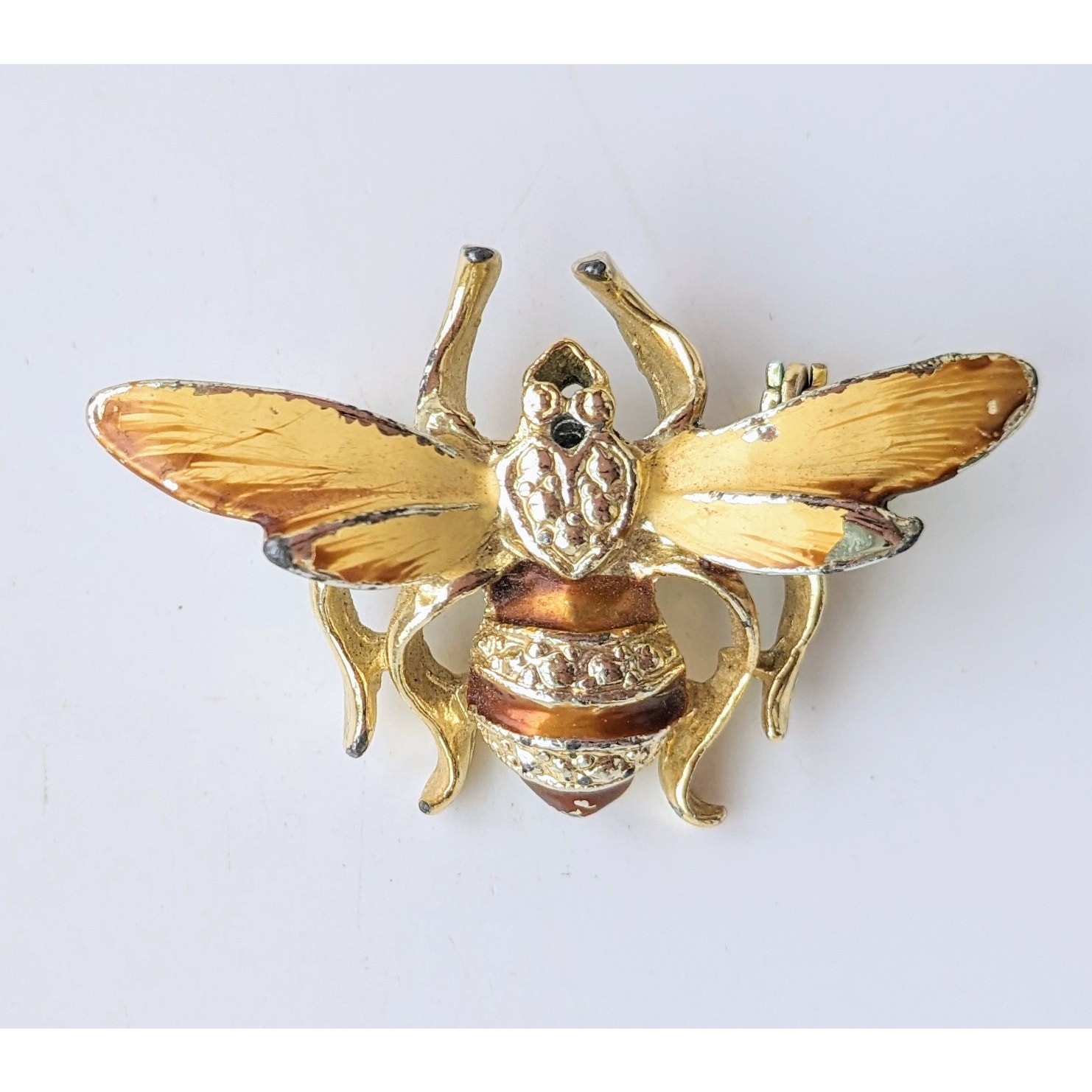 Tiny Wonder Honey Bee Pin Enamel Gold Tone Brooch Pin Vintage 1990's