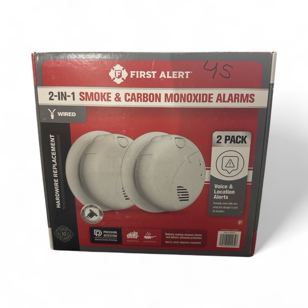 First Alert 2 Pack  2-in-1 Smoke & Carbon Monoxide Alarms w/ Voice Alerts ✅