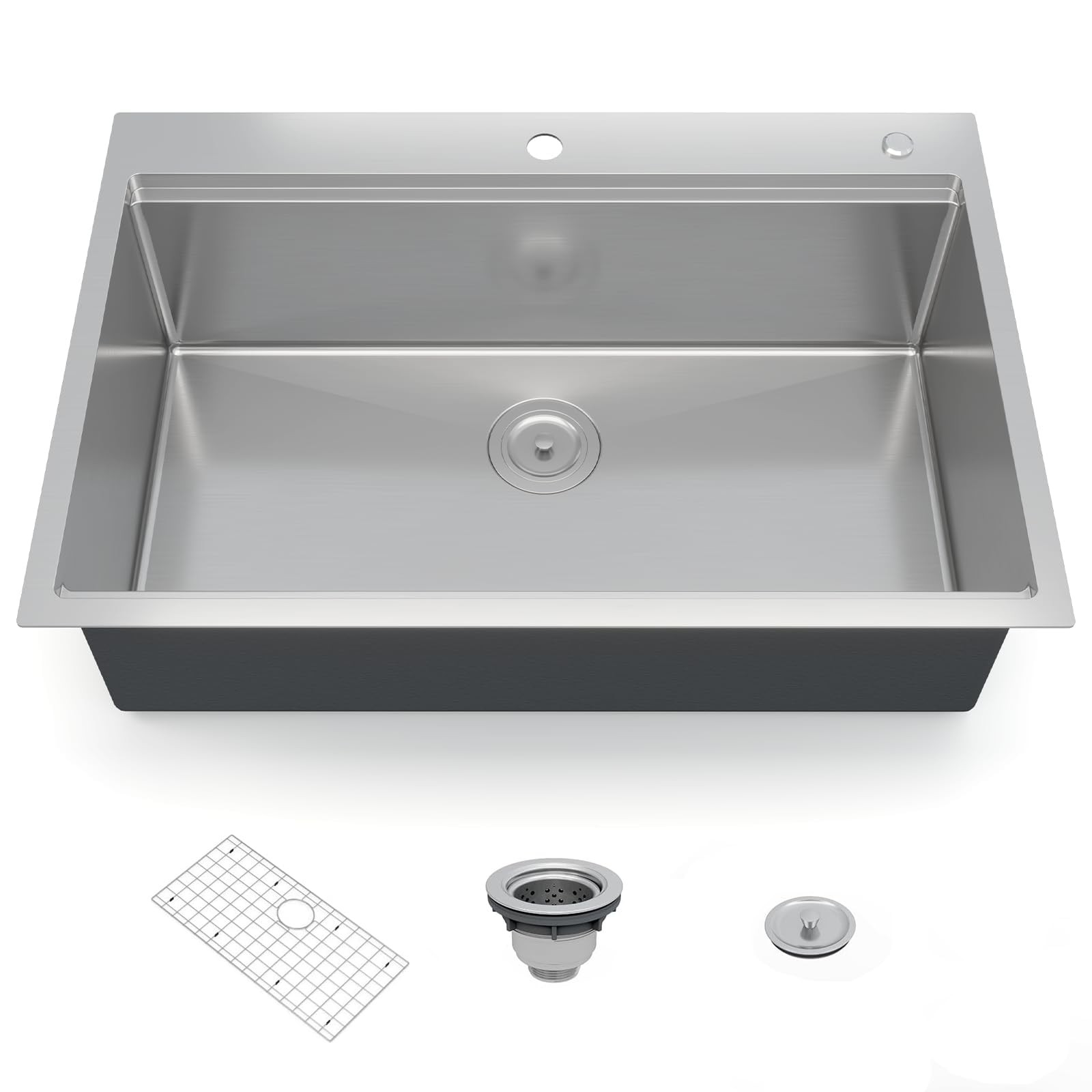 Kitchen Sinks,32×22×10 inch Workstation Drop-In Stainless Steel Sink – Deep B...