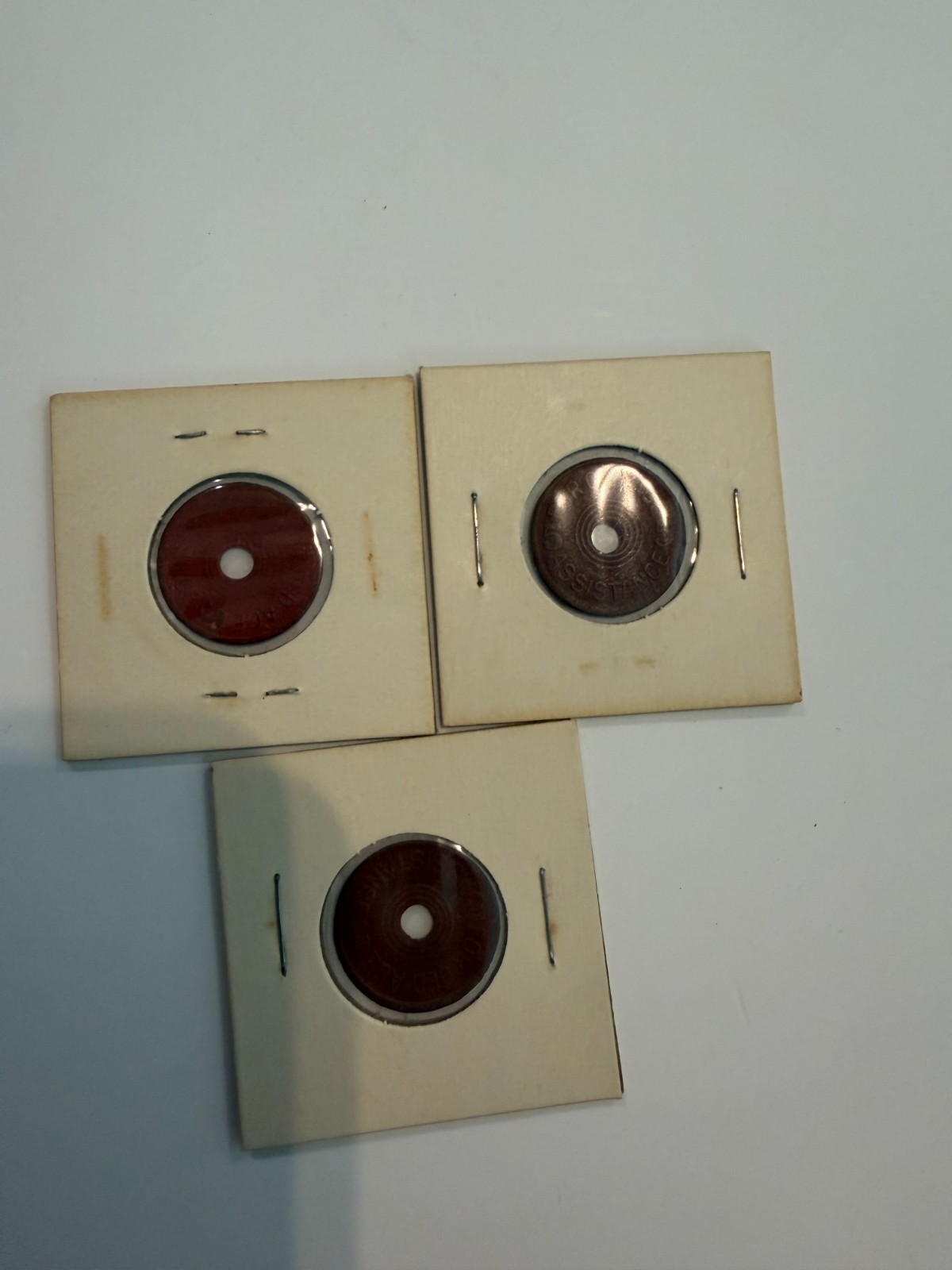 Lot of (3) Great Depression Sales Tax Token Oklahoma -For Old Age 5 Mill