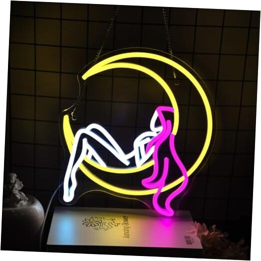 Neon Sign Led Neon Lights Neon Signs for Wall Decor Light Up Sign for Lady Moon
