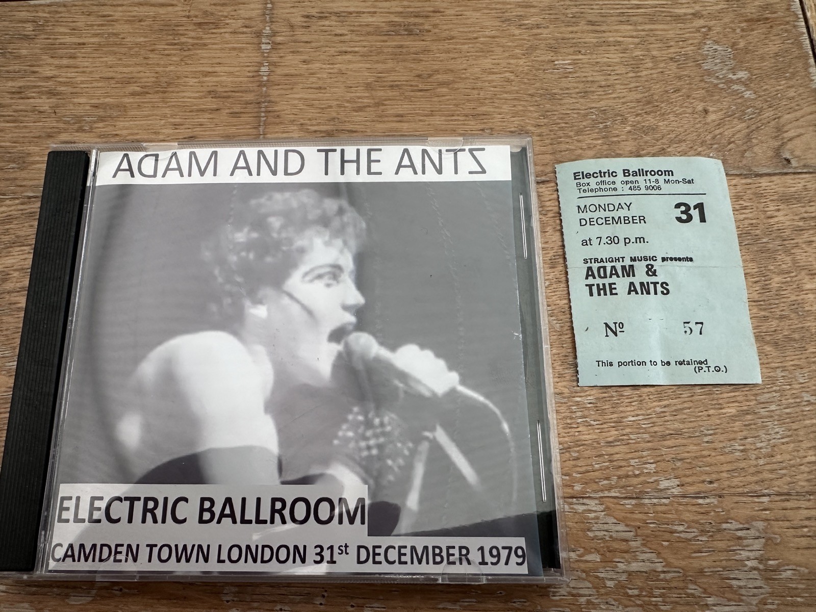 ADAM & THE ANTZ-LIVE AT THE  ELECTRIC BALLROOM NEW YEARS EVE 1979 PLUS TICKET   