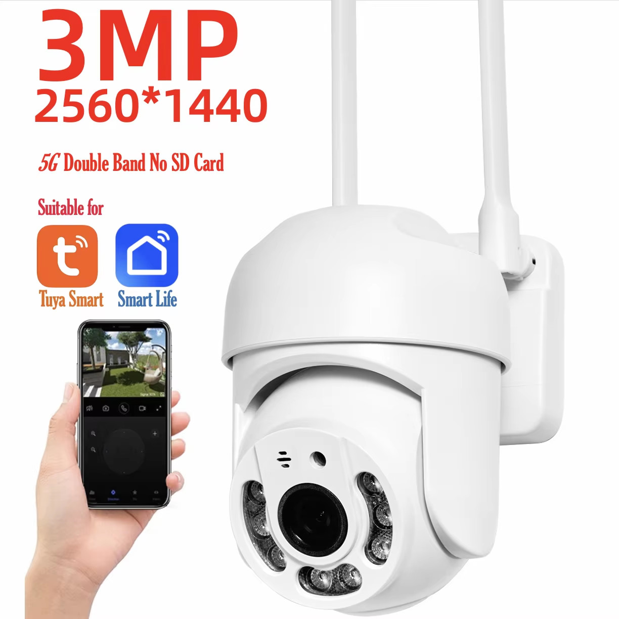 Tuya 4MP PTZ WIFI Network Camera Security Protection Outdoor IP66 Waterproof 5G 