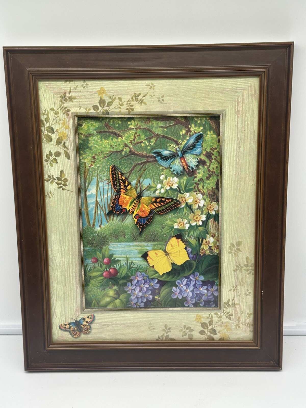 Butterfly Wall Art Framed And Matted 13.5" x 16.5" Cottagecore Whimsical