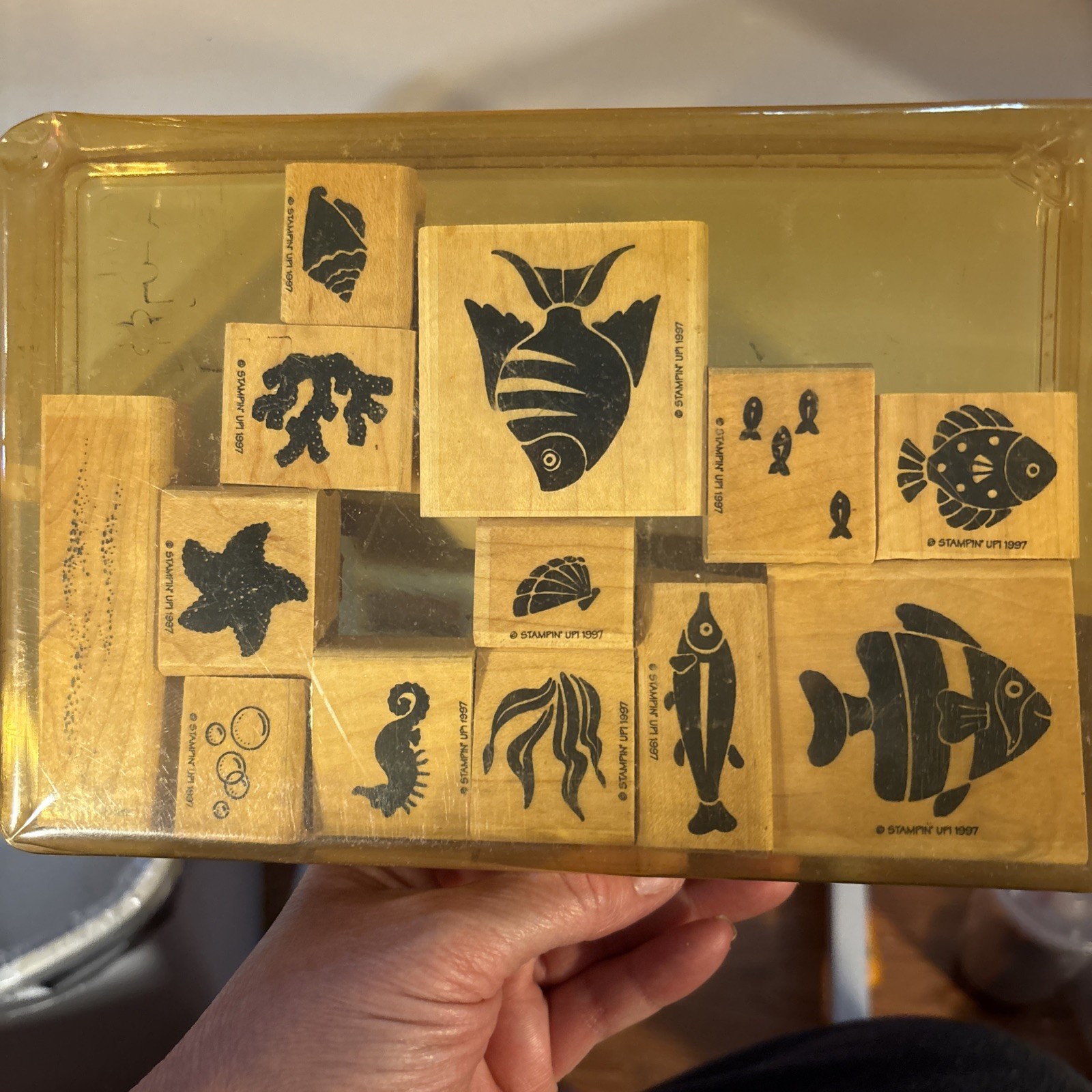 Stampin' Up! 1997 Fish Frolics set 13 Rubber Stamps Vintage Retired