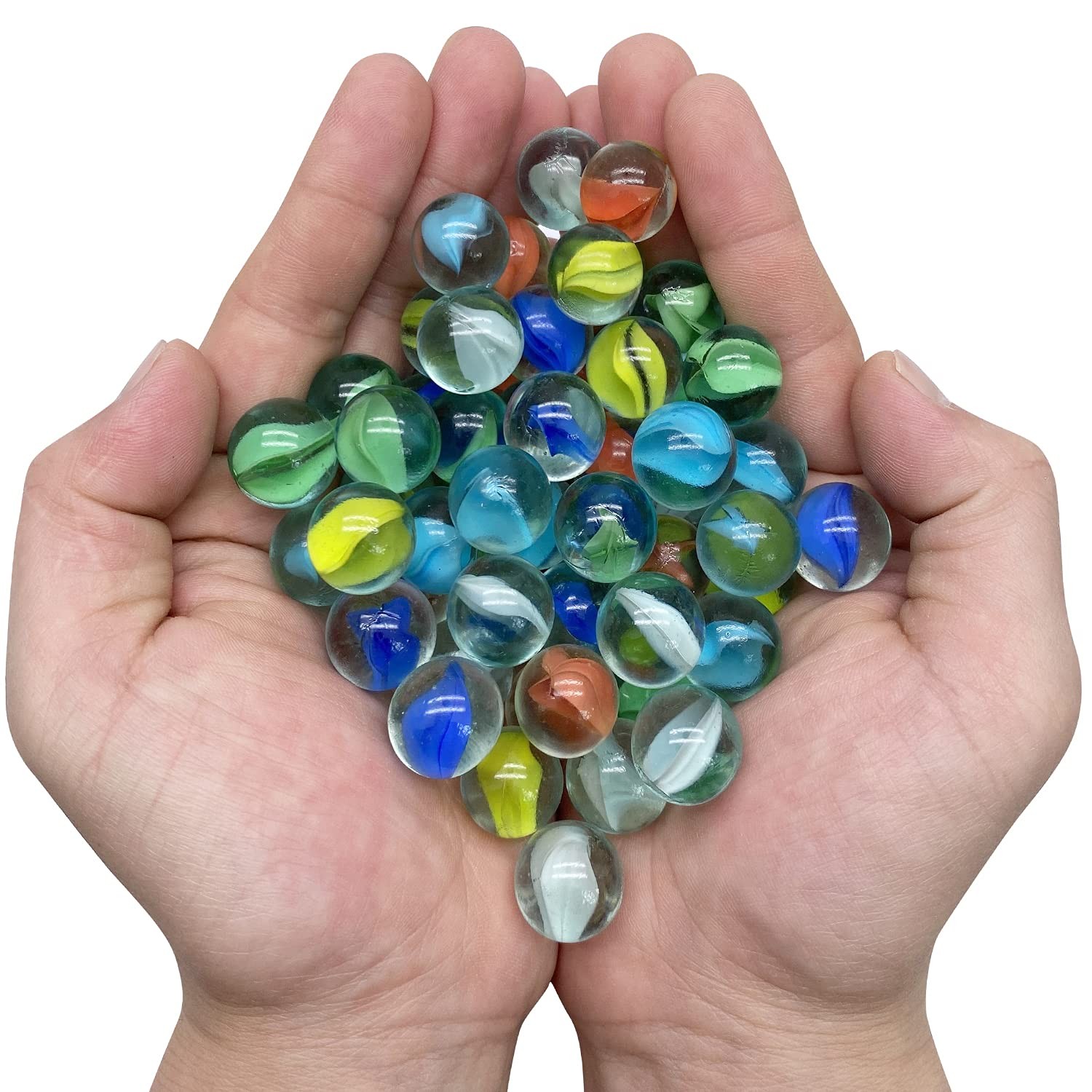 Glass Marbles 60 Pieces for Marble Games 0.63 inch 6 Colors