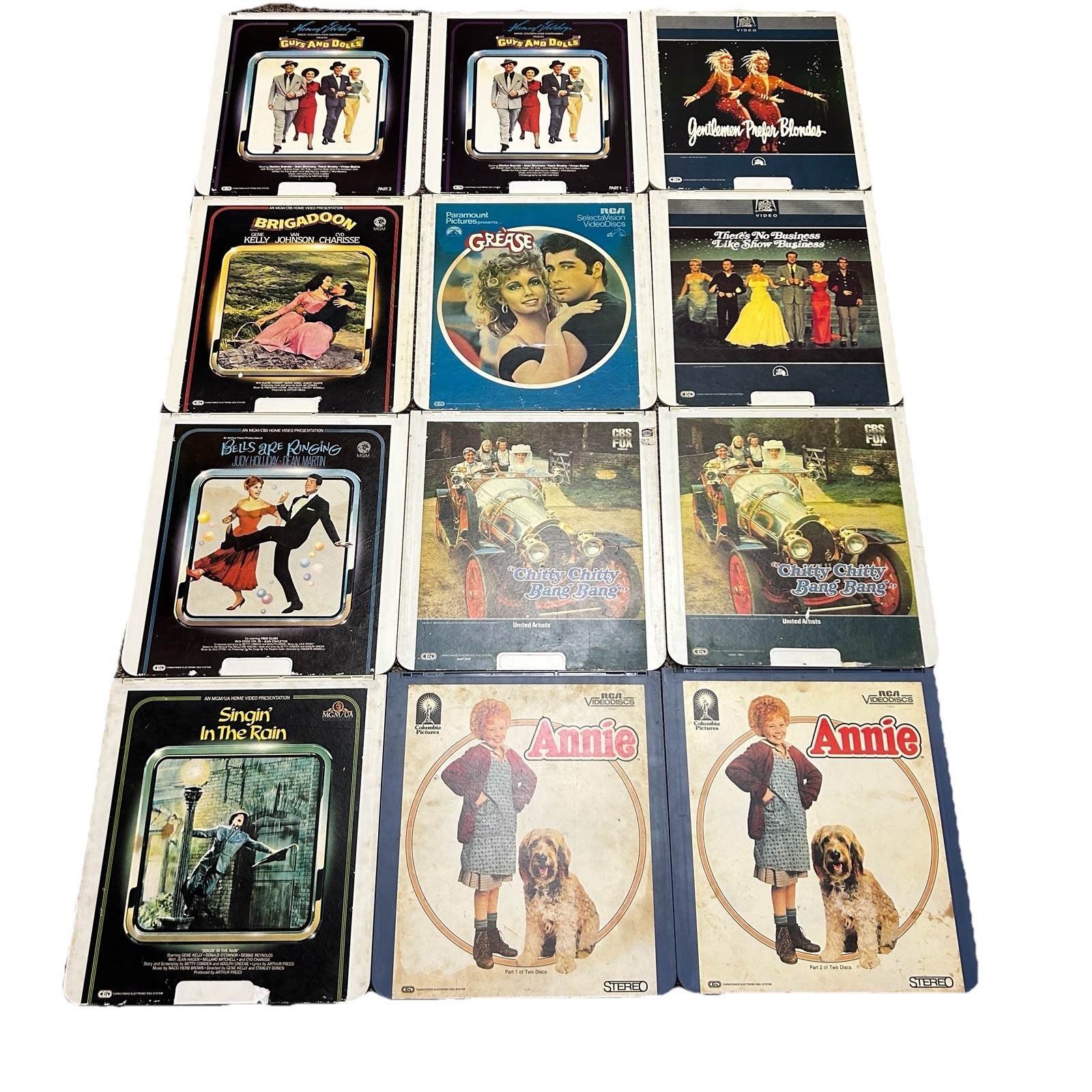 CED Video Disc Lot Musicals Annie Grease Chitty - 12 Total Selectavision