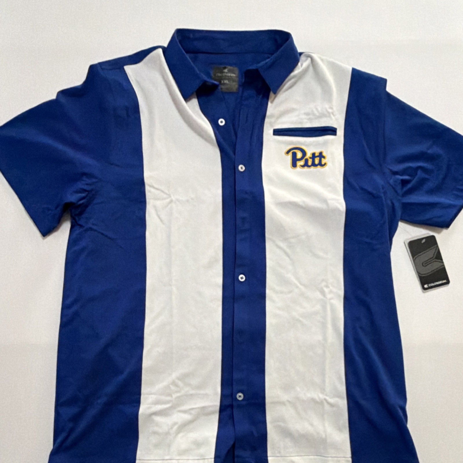 Colosseum Pitt Panthers Men’s Bowling XXL 2XL Blue Pittsburgh NWT button shirt ￼