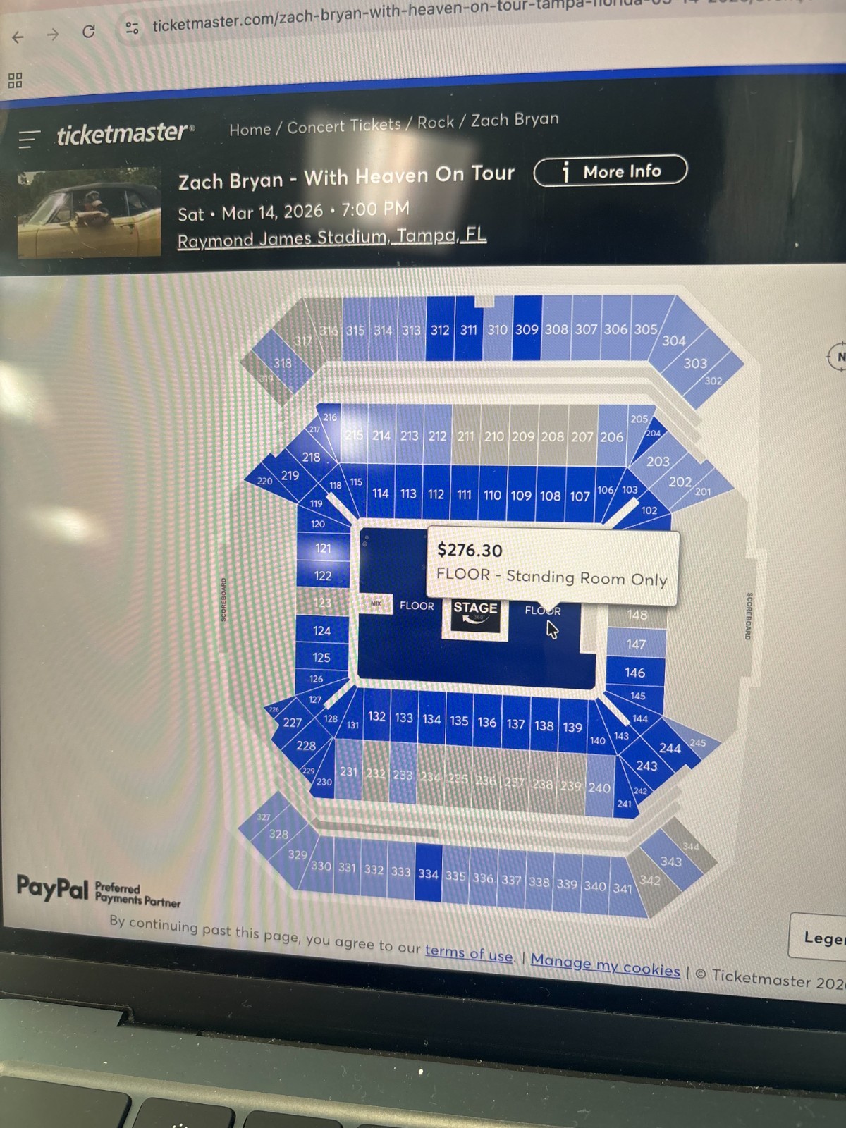 Two Floor tickets to Zach Bryan in Raymond James