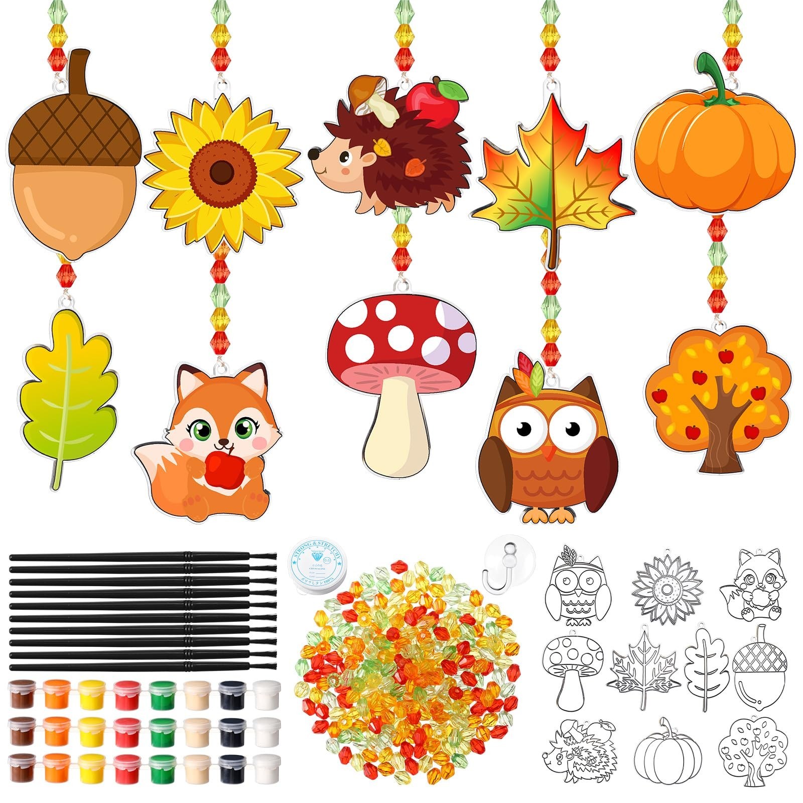 30 Set Fall Craft Kits Thanksgiving Suncatchers Kits Autumn Pumpkin Maple Lea...