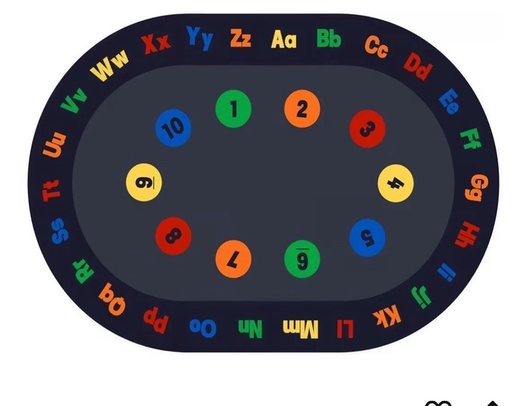 KID$Value Plus 72.98 Circletime Early Learning Classroom Rug 6ft x 9ft Oval Blue