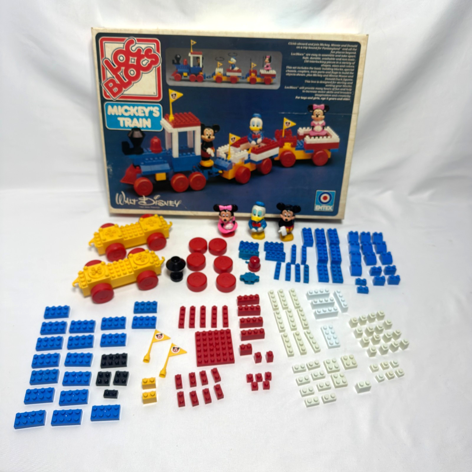 Vtg Loc Blocs Disney Mickey's Train Entex 1981 Minnie Mouse Donald Near Complete