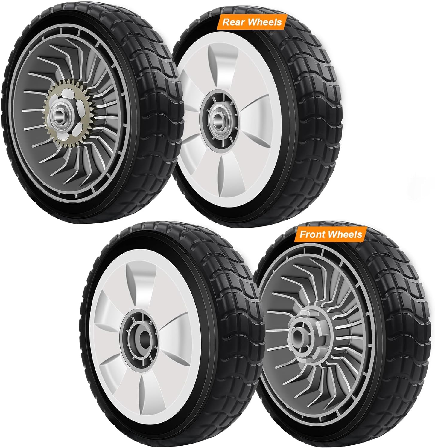 Lawn Mower Wheels, 4 Pack HRR216 Lawn Mower Drive Wheels with 2 Rear Wheels 4271