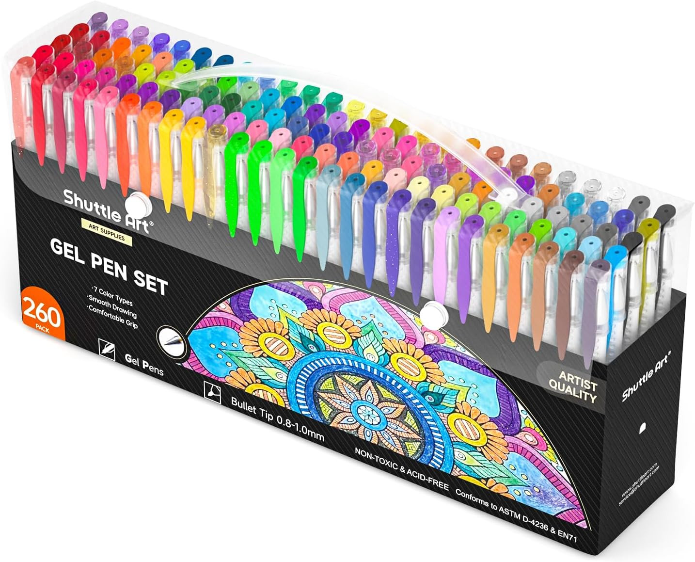 260 Pack Gel Pens Set 220% Ink Gel Pen For Adult Coloring Books Drawing Crafts