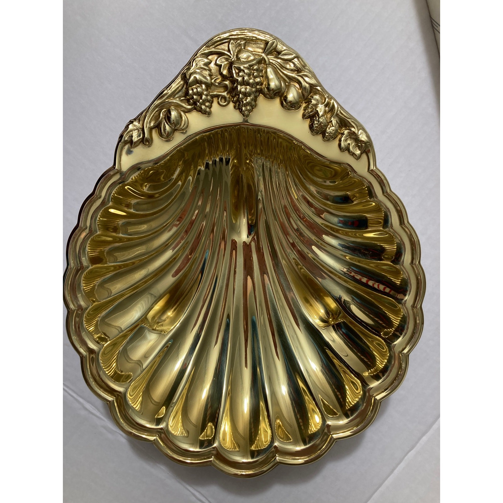 vintage ANTIQUE BALDWIN SOLID BRASS SPRING GARDEN CLAM SHELL DISH BEACHYWITH BOX