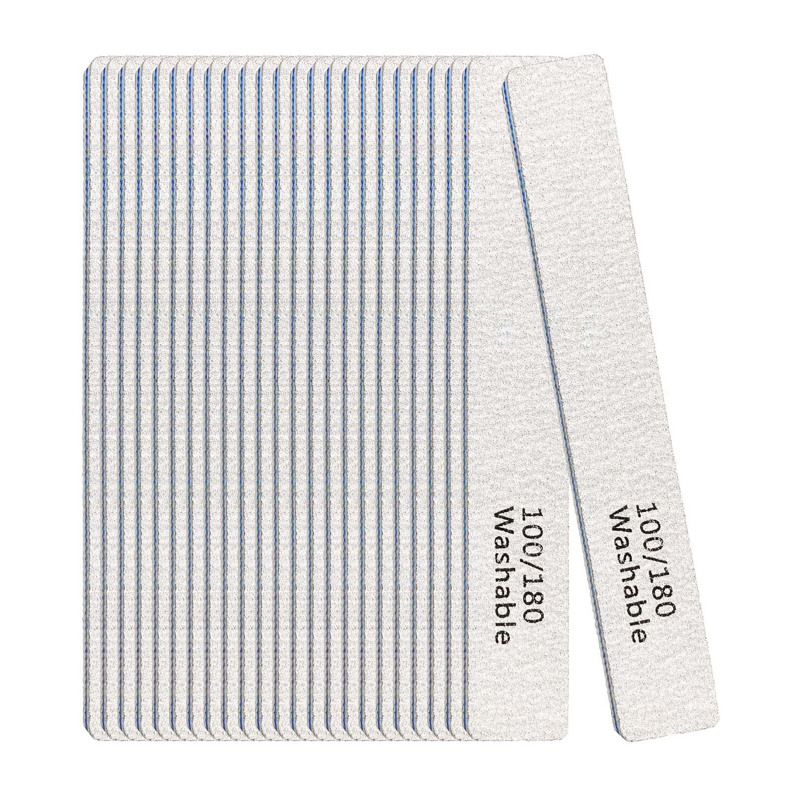 Nail File, 24 Pack Professional Reusable Washable Files, 100/180 Blue 