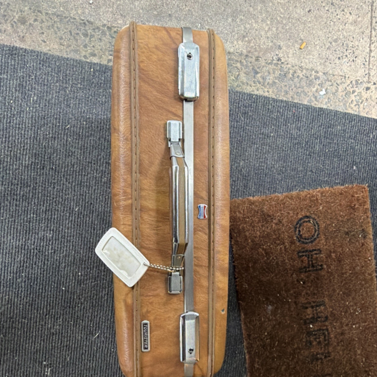 Tourister Vintage Brown Leather Hard Suitcase Locking Extra Compartments