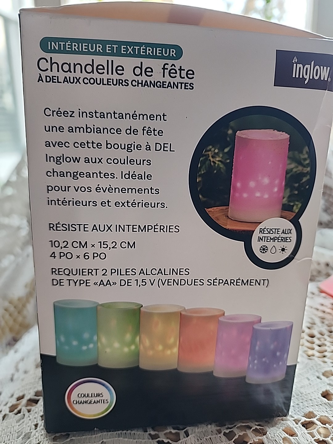 Inglow Color Changing 6" Tall Party Candle Colorful Dancing Glow