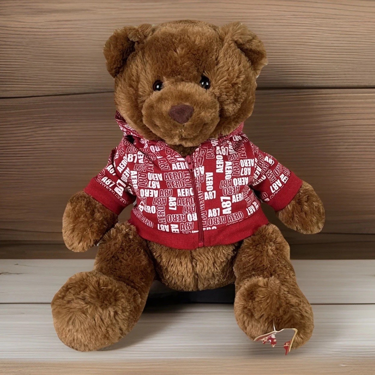 Aeropostale Teddy Bear 2007 Zip Up Hoodie Jacket Stuffed Plush AERO 16 Inches