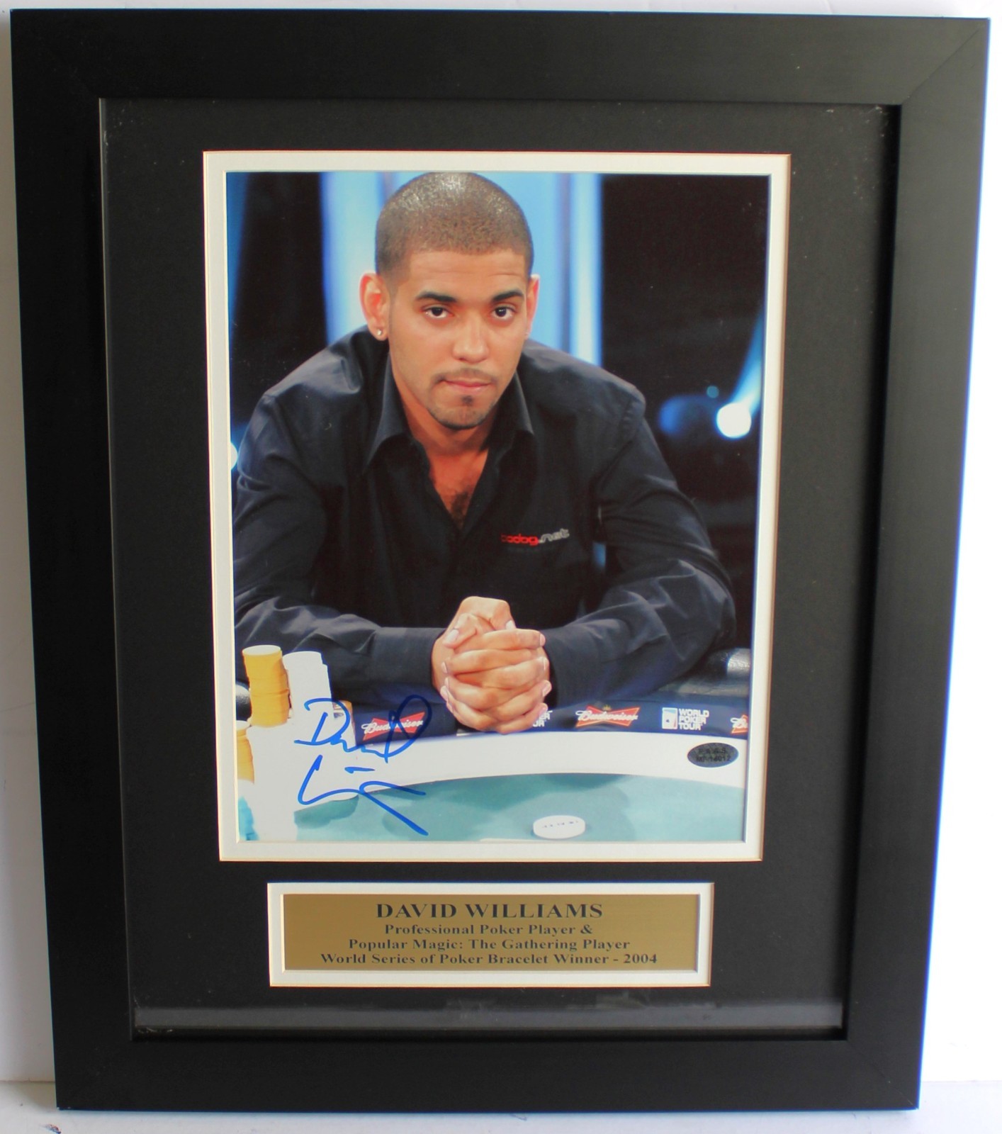 DAVID WILLIAMS SIGNED PHOTO PROFESSIONAL POKER PLAYER FRAMED SET  PAAS COA