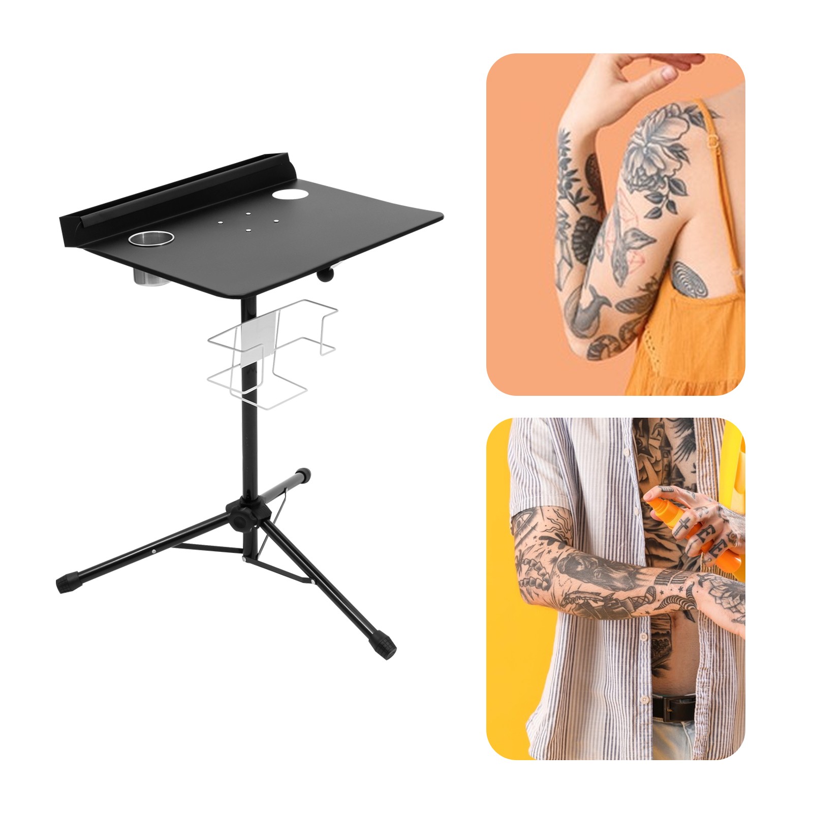 Tattoo Mobile Work Station Stand Fixed Desktop with a Removable Back Tray Black