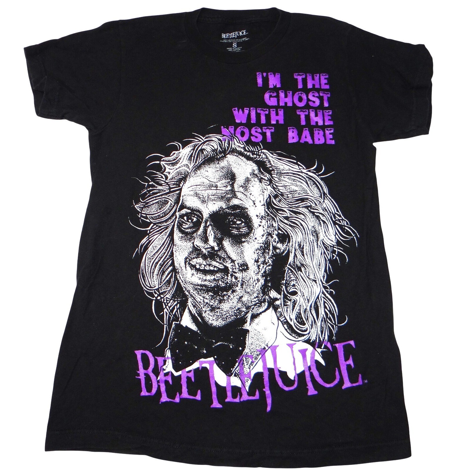 Beetlejuice Ghost With The Most Babe Graphic T Shirt Black Size Small