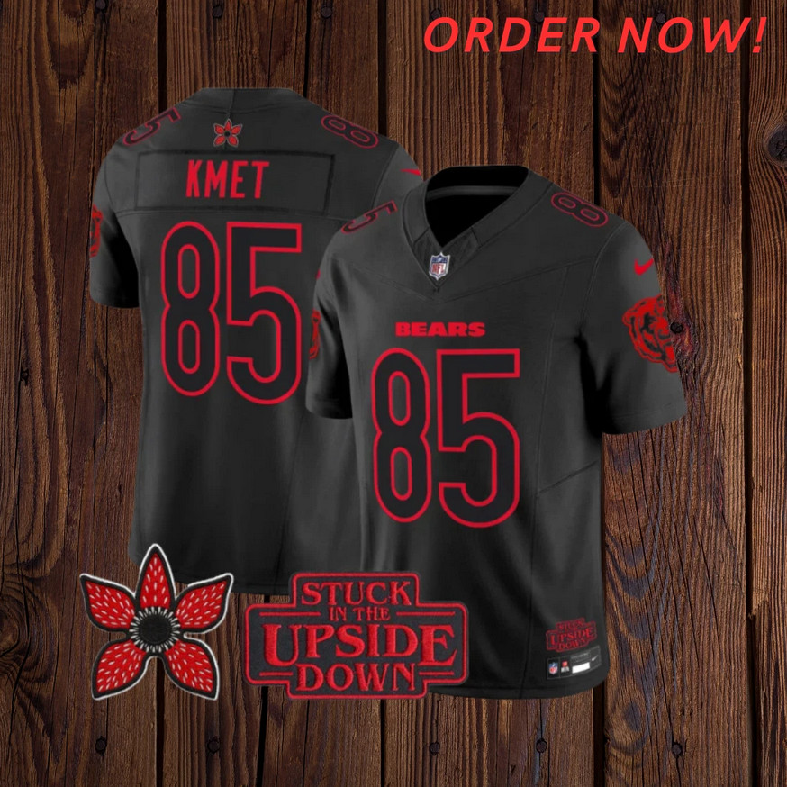 Cole Kmet #85 Bears Black 2025 Stranger Things Stitched Jersey "All Sizes"