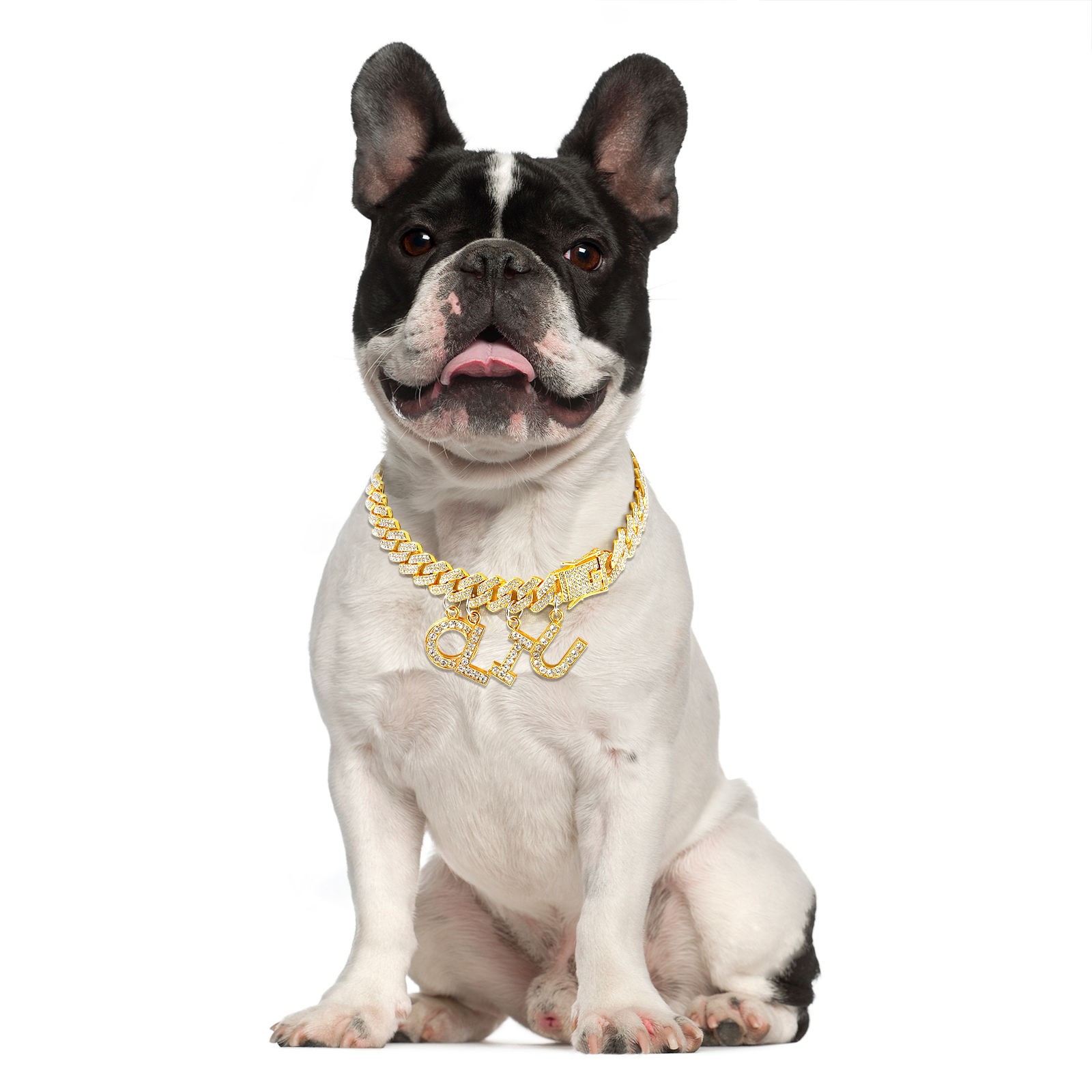 Custom Name Dog Chain Collar Gold Bling Personalized Pet Necklace