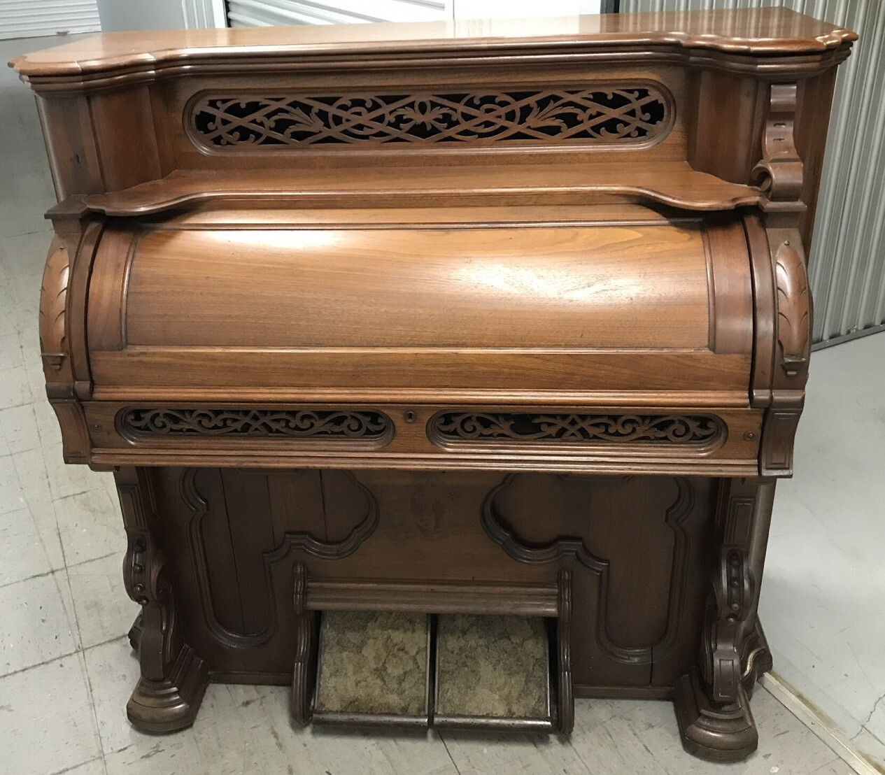 Antique Pump Organ 1870’s Walnut Statement Furniture Gothic Medieval Beautiful