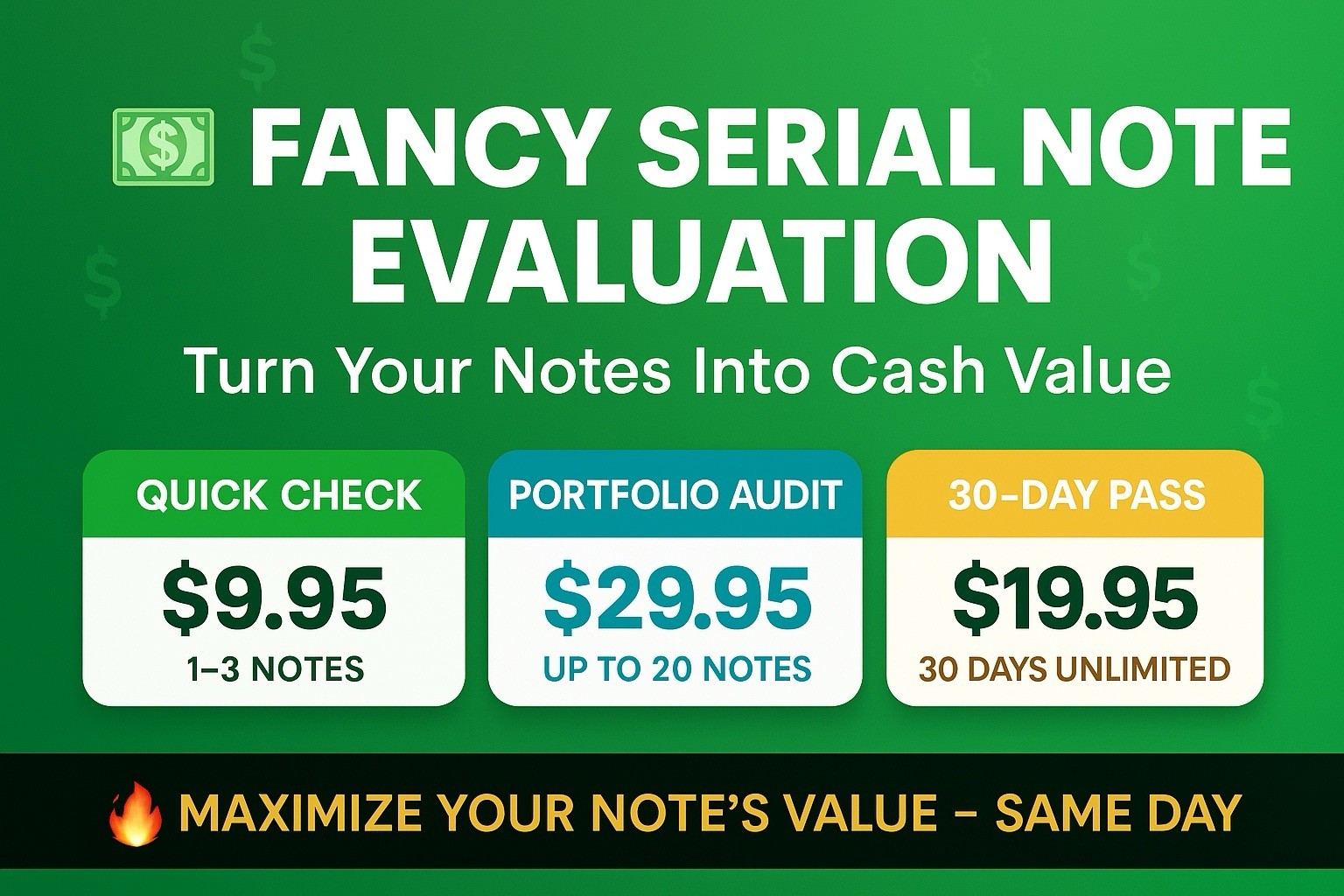 💵 Fancy Serial Number Check – Star, Radar, Birthday, Ladder Note Report (1–3)