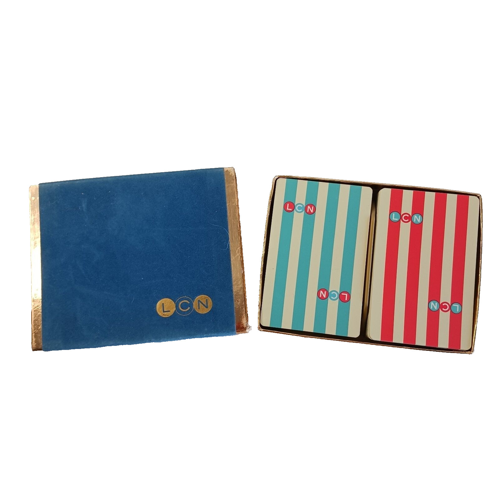 Vintage Mid Modern Redislip Double Deck Playing Cards Velvet Slip Box Set LCN 