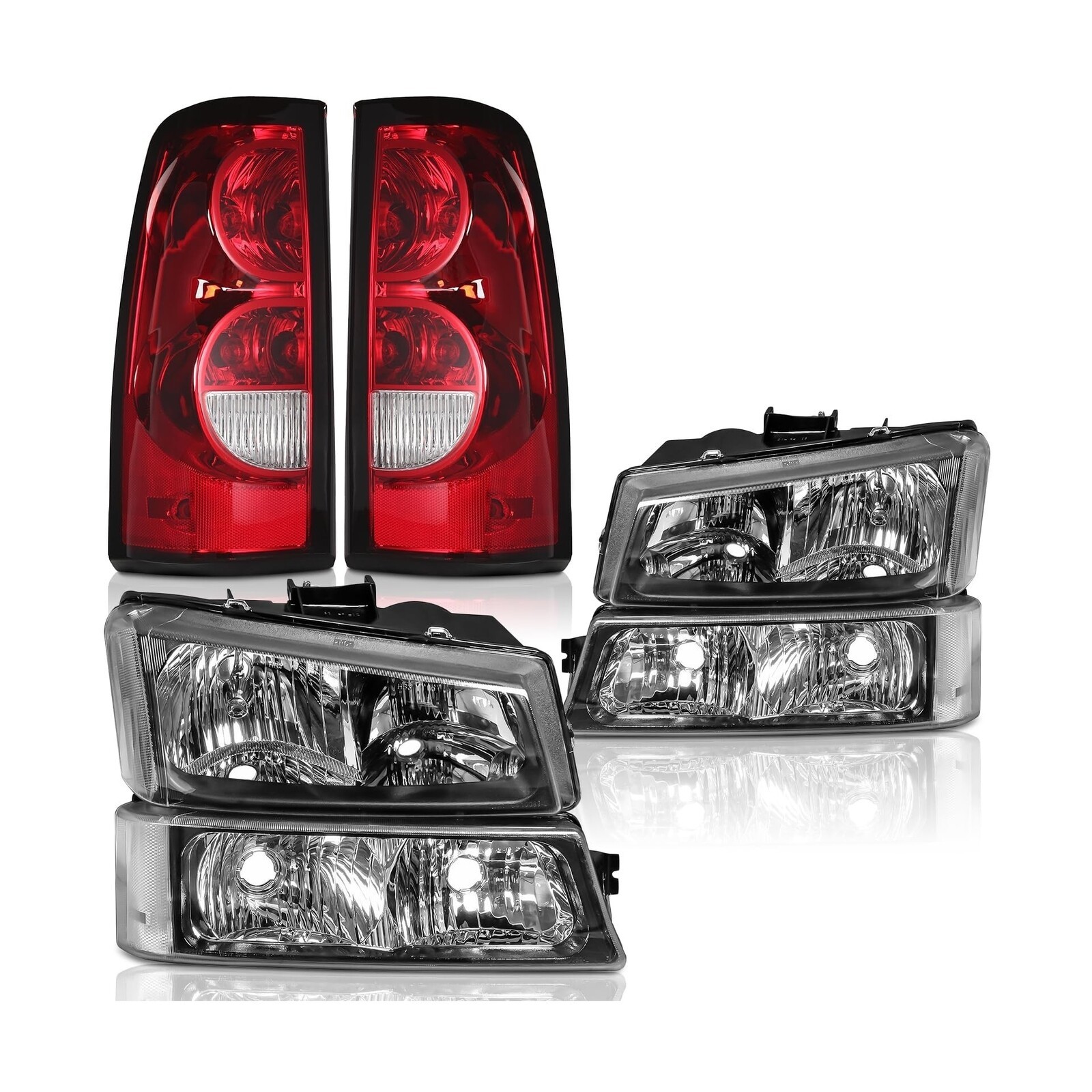 Headlights Tail Lights Assembly Combo for 2003-2006 Chevy Silverado 1500 2500...