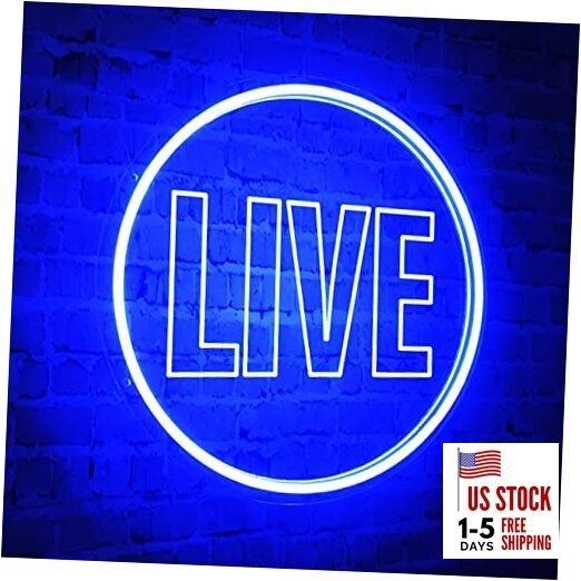  Live Neon Lights Sign, USB Powered Live On Air Led Light, Dimmable Wall Blue