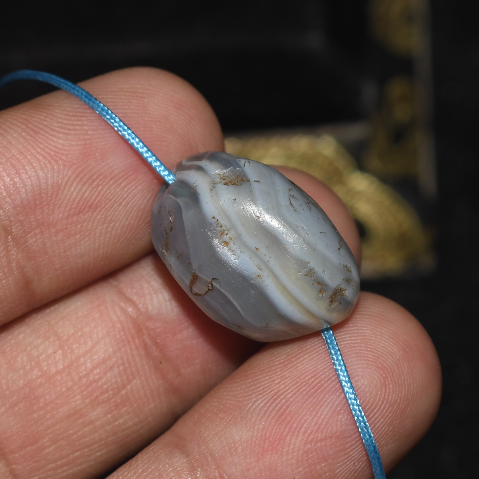 Authentic Ancient Banded Agate Stone Bead with Rare Pattern in good Condition