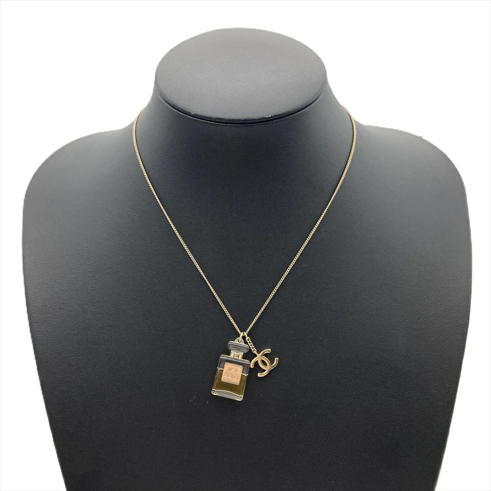 CHANEL No.5 Coco Mark Necklace Metal 09A Gold Perfume Bottle Fragrance Ladies