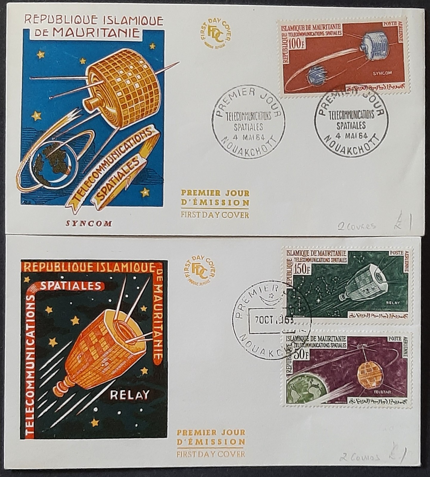 z(MRT-201) MAURITANIA 1963 (2) FDC Space Telecommunications with Nouakchott CDS