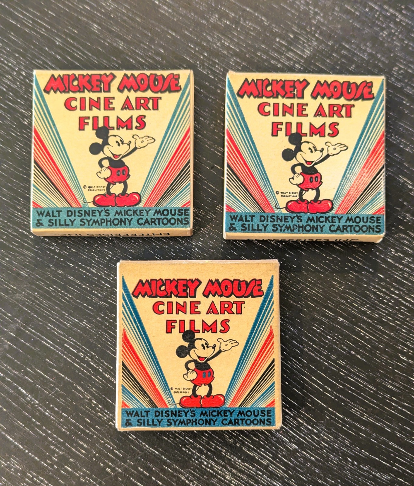 (3) Rare VTG '30s MICKEY MOUSE Cine Art Films 8mm Original Boxes