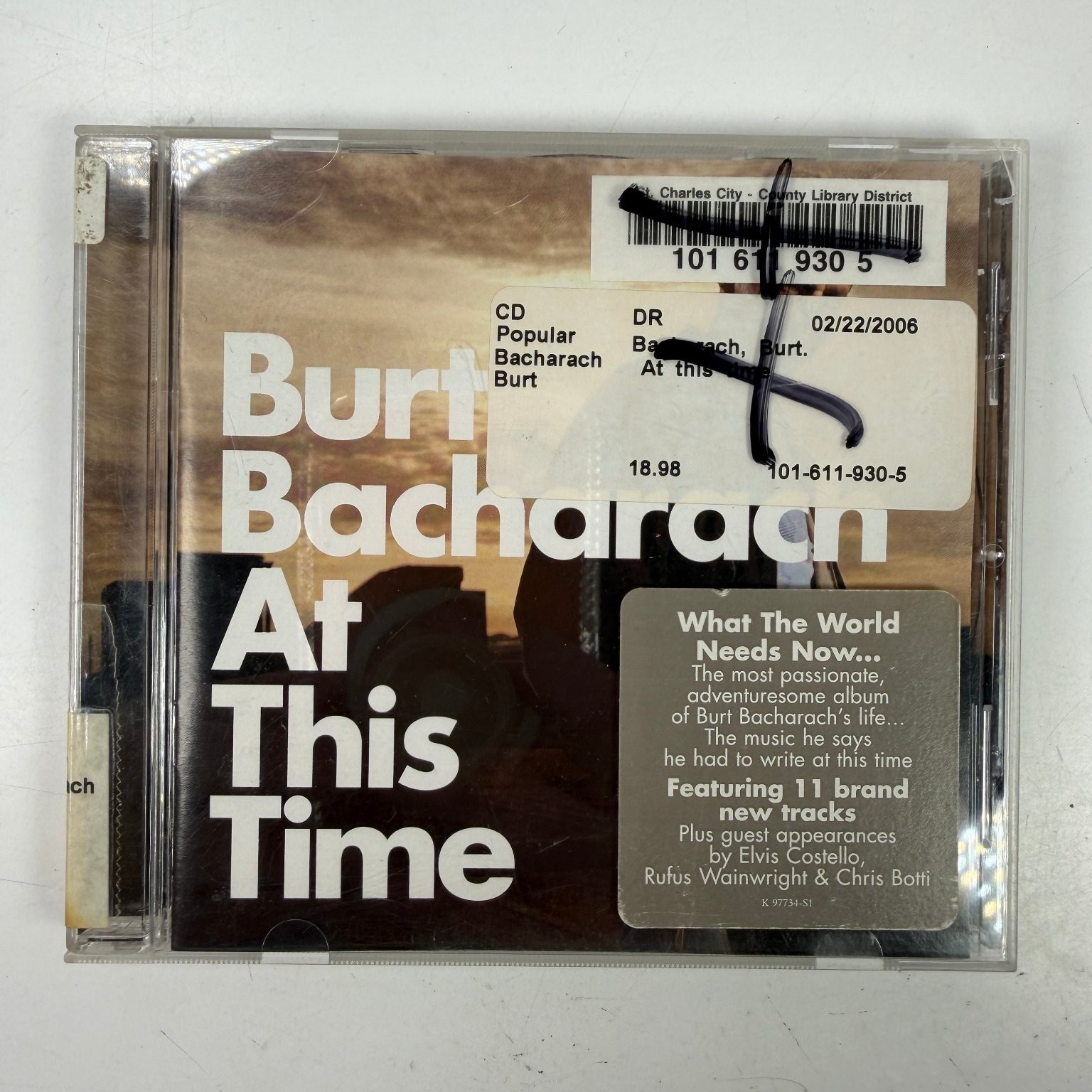 Burt Bacharach – At This Time CD 2005 Feat. Elvis Costello Pop Jazz Columbia