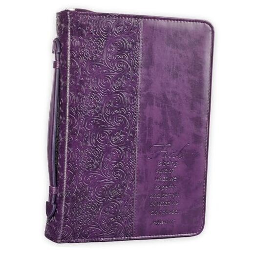  Women's Fashion Bible Cover Faith Hebrews 11:1, Purple Paisley Extra Large