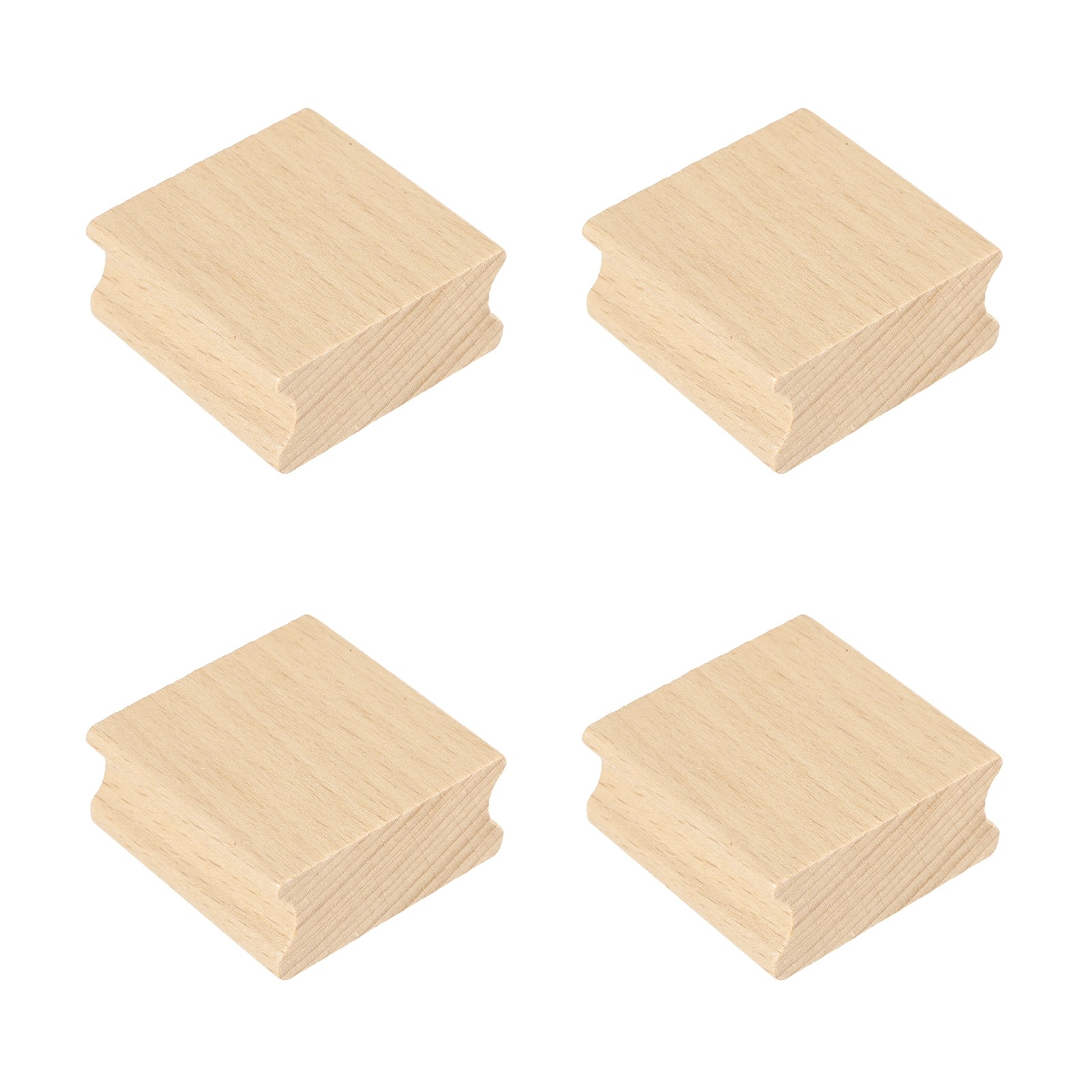 45x45mm Wooden Stamp Block, 4 Pcs Blank Rubber Stamp Mounts, Wood Color