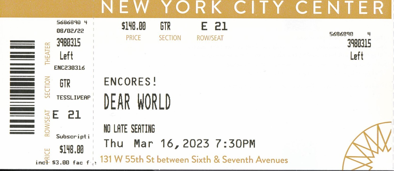 Two Tickets to "Dear World" Musical at New York City Center