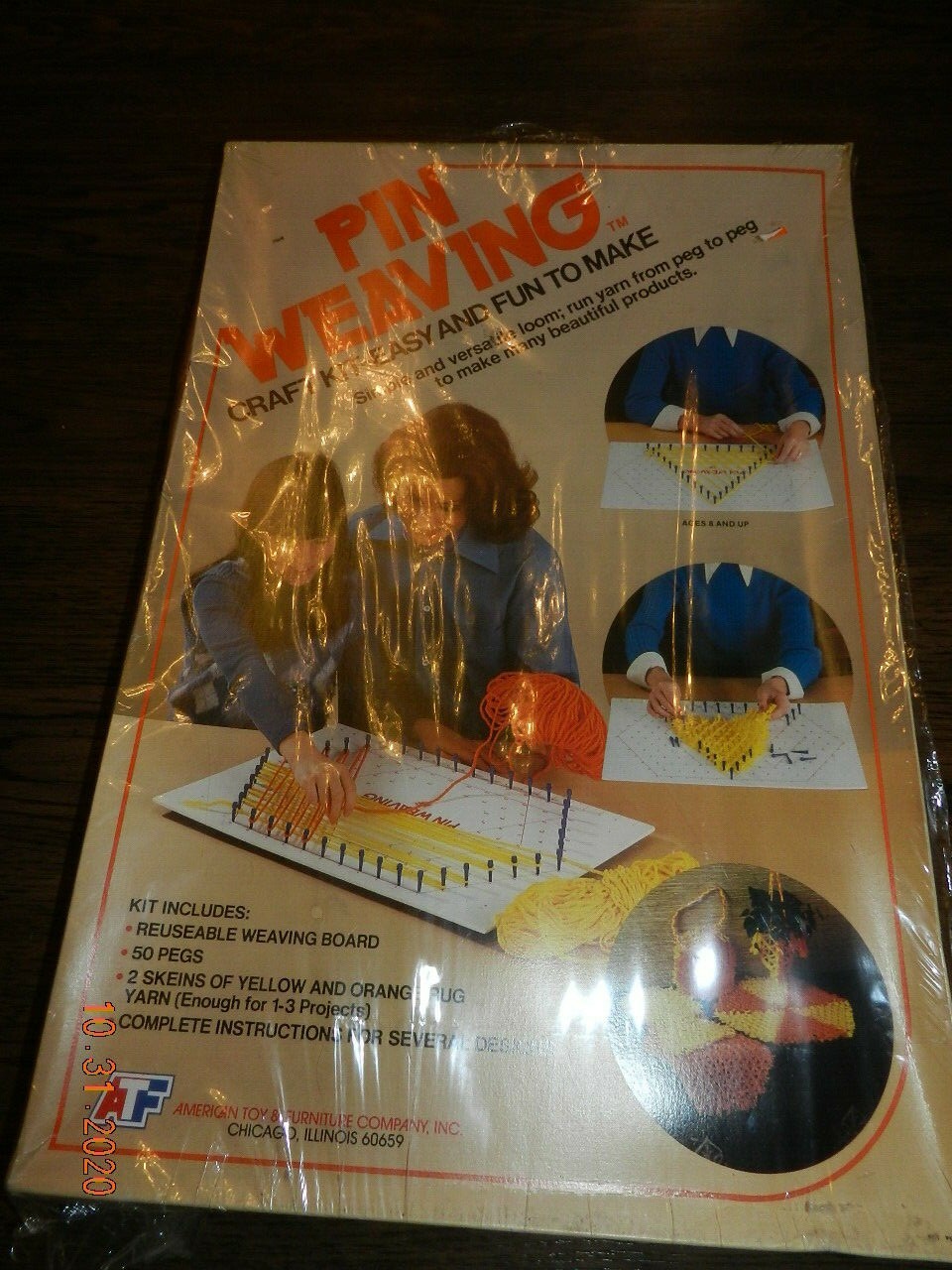 Vintage American Toy & Furniture ATF Pin Weaving Peg Craft Kit Board new 