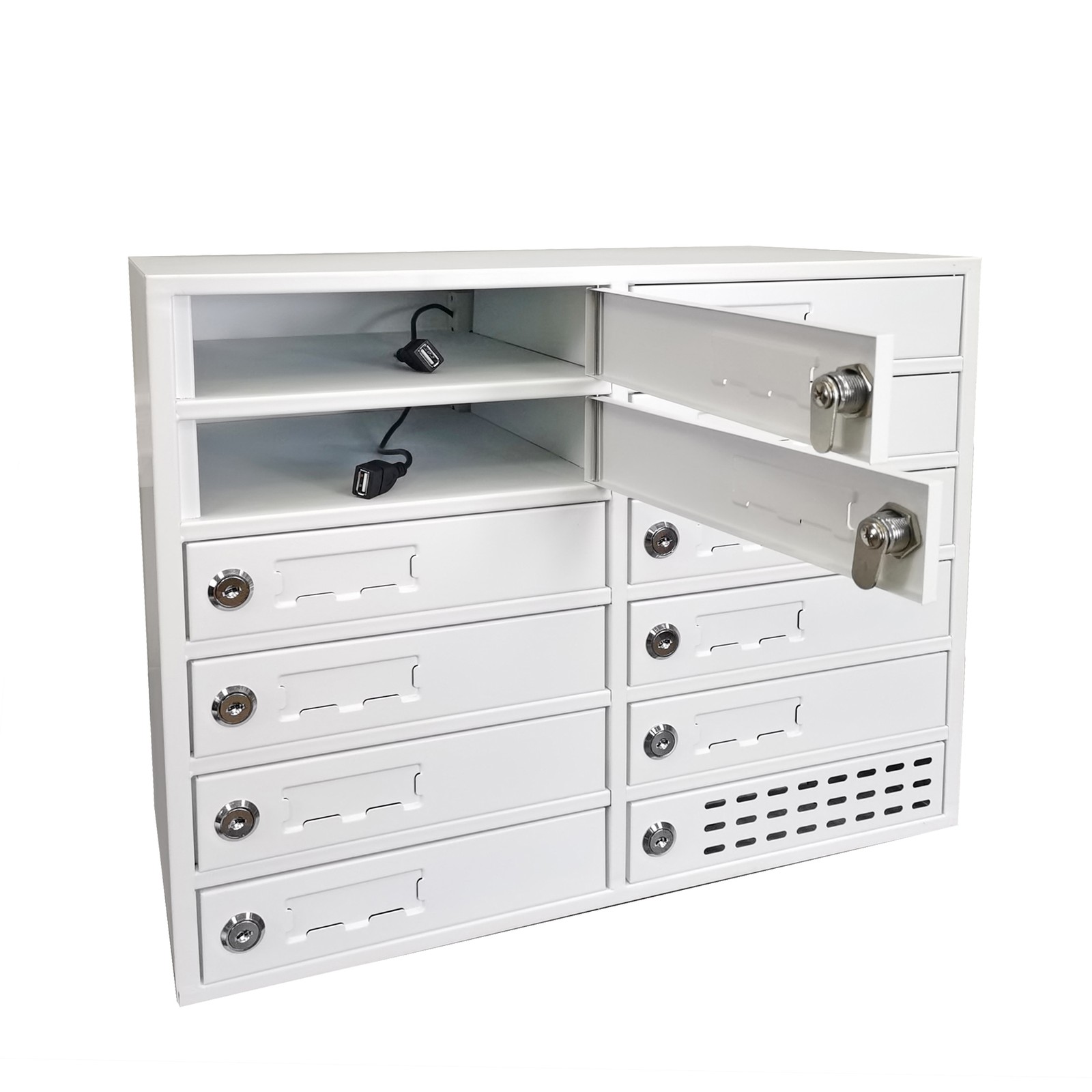 12 Slot Tablet Phone Charging Locker Cabinet USB Secure Metal Station