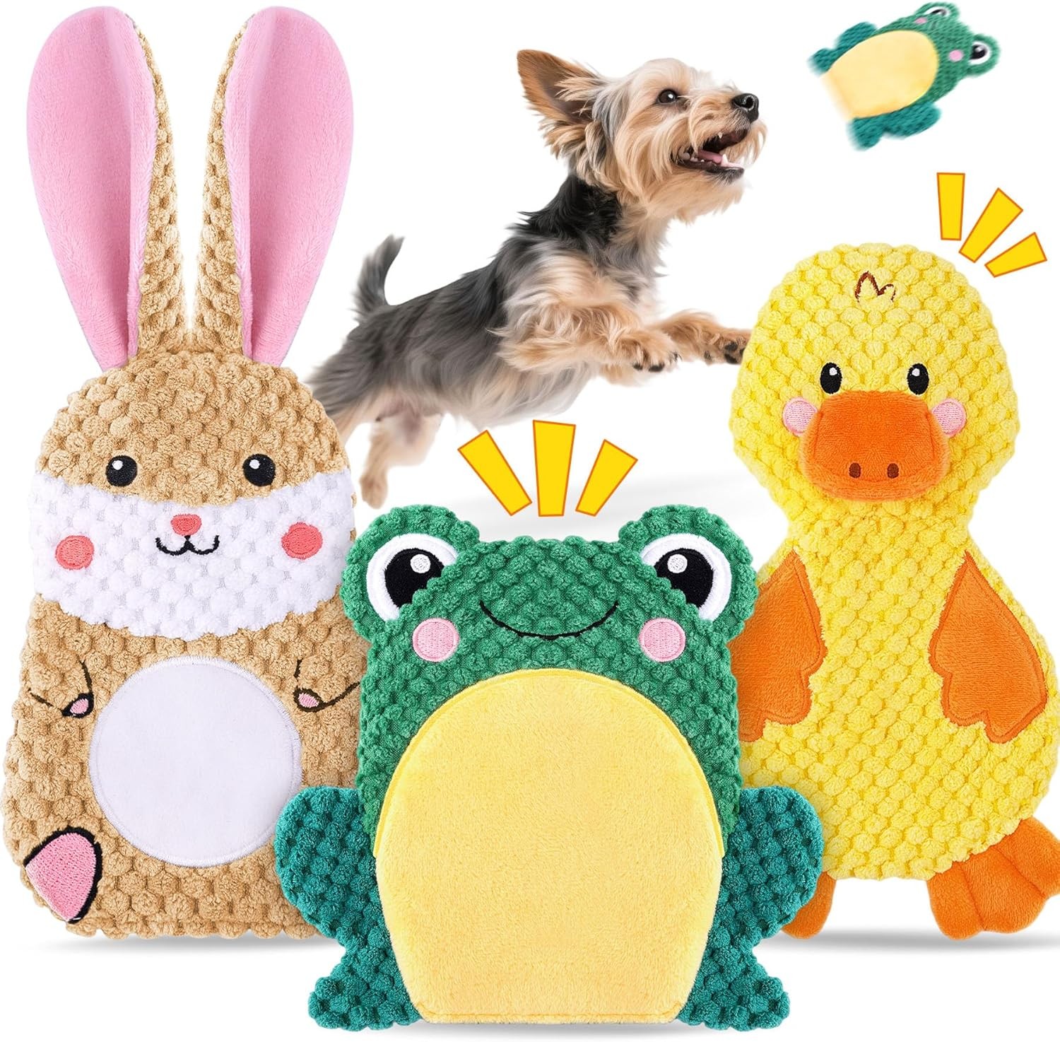 Dog Toys to Keep Them Busy, 3 Pack No Stuffing Interactive Dog Toys with