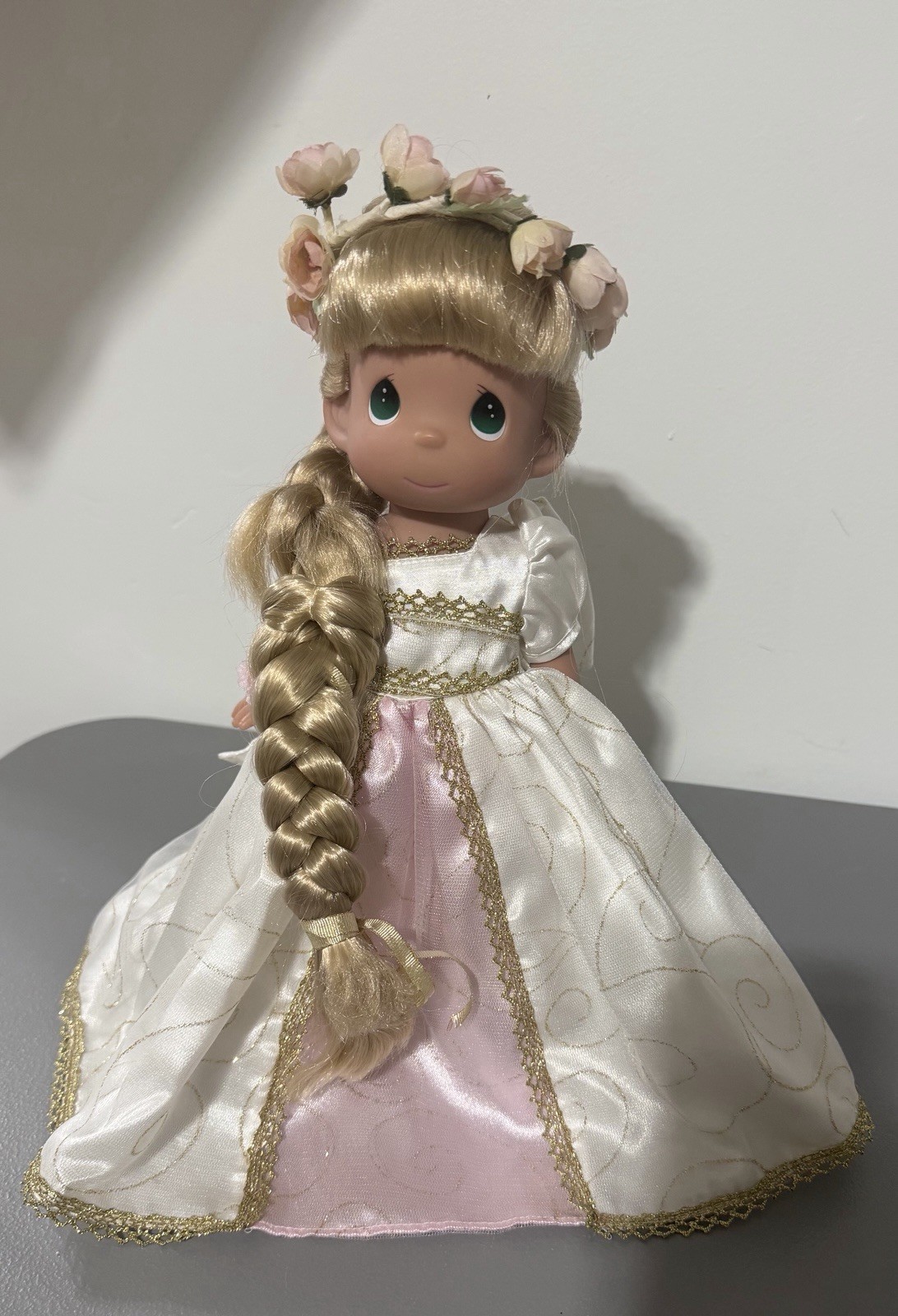 Disney Precious Moments Doll Rapunzel Classic White & Pink Dress 12" Doll