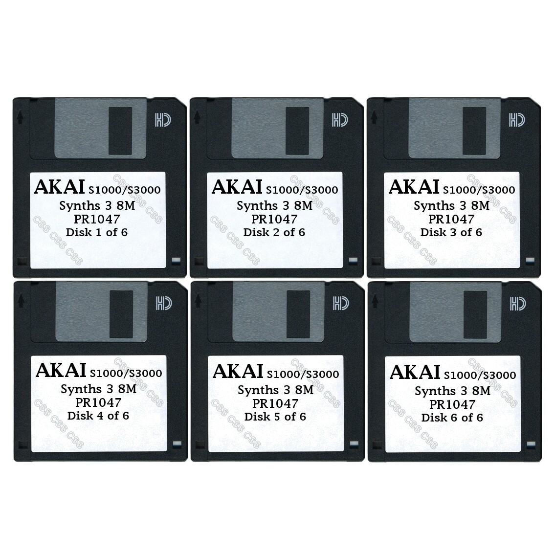 Akai S1000 / S3000 Six Floppy Disks Synths 3 8M PR1047