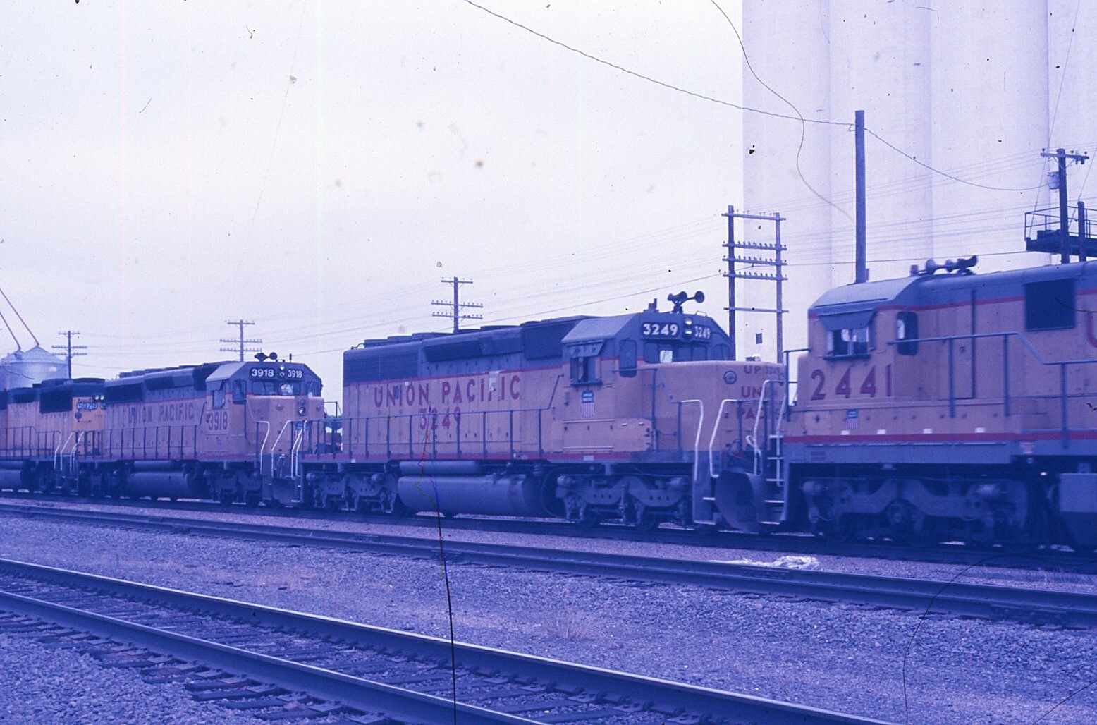 Duplicate Train Slide Union Pacific SD-40 #3249 08/1987 N. Platte Nebraska