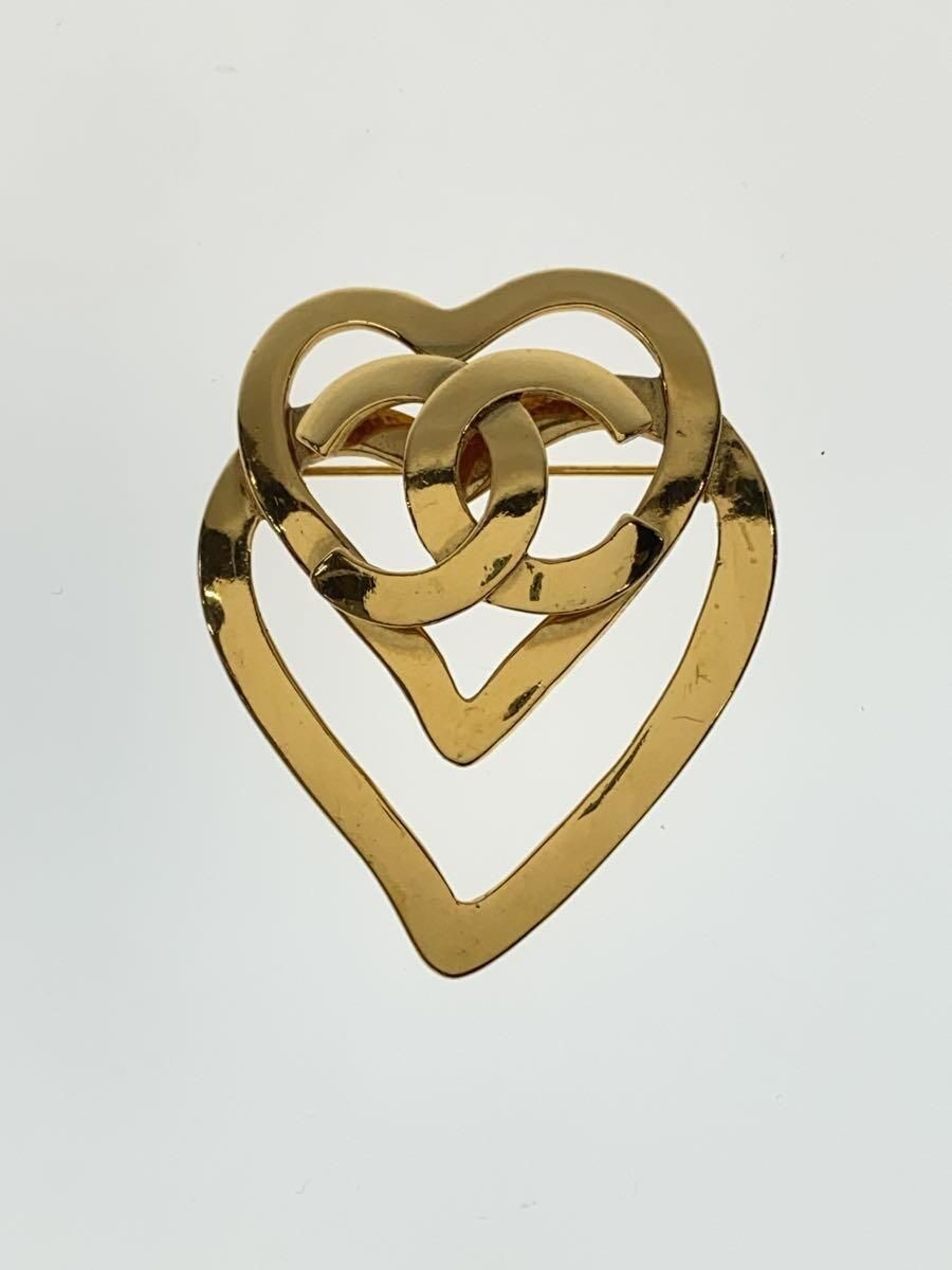 Other Coco Mark Double Heart Motif Brooch Plated GLD Women's Used