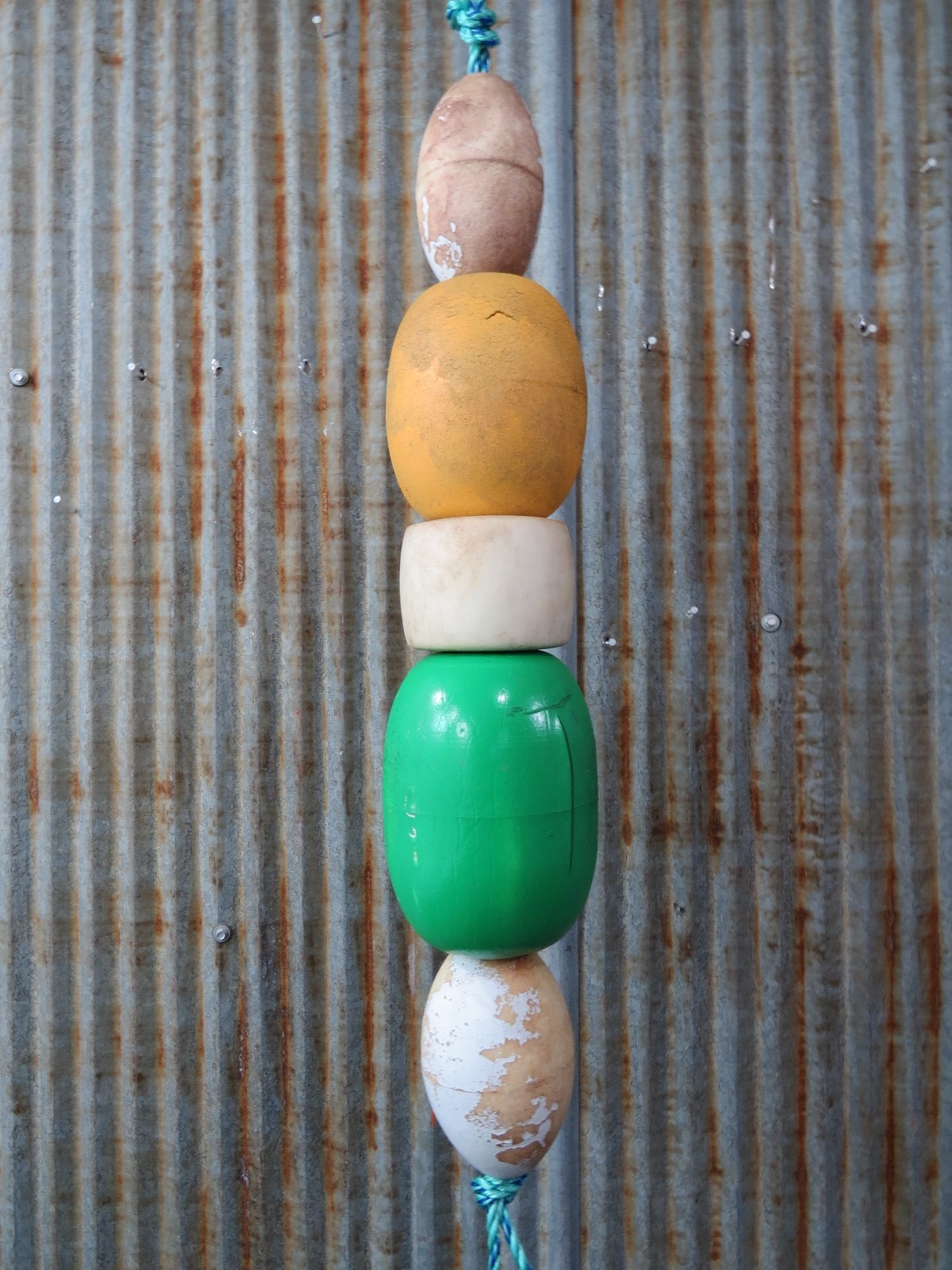 5 Old Fish Net Floats 24 Inches Long Fishing Buoys Bouys Tiki Hut Bar  -(SF458)